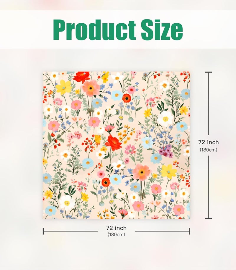 Stanoha Shower Curtain for Bathroom Stall Boho Modern Cute Aesthetic Decorative Girly Waterproof Unique Yellow Floral Girls Chic Print Design Teen Pretty Women Cortinas de Baño Bathtub 72 x72 Inch - Image 2